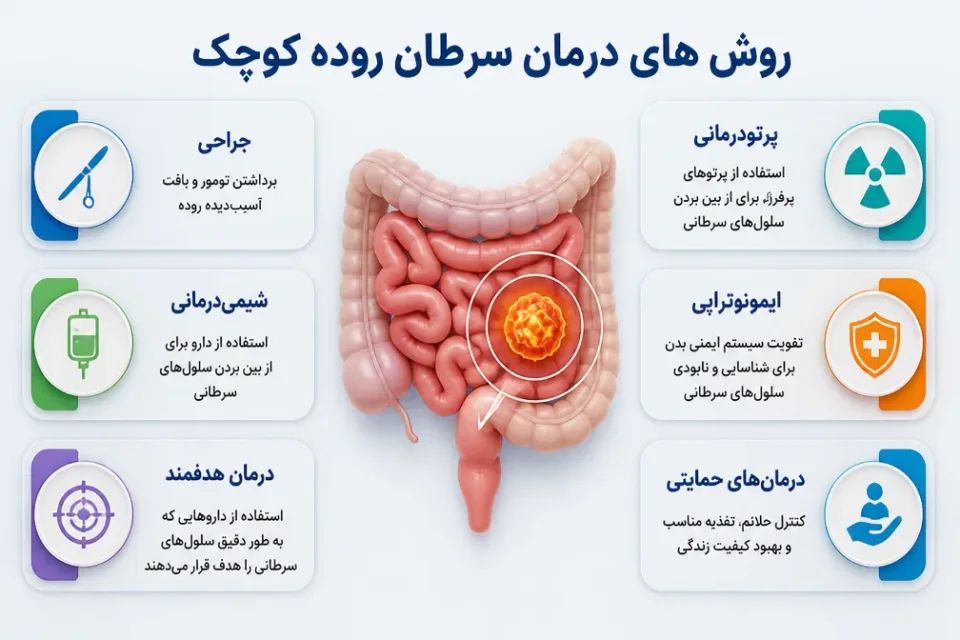 نمای توضیحی درباره تفاوت سرطان روده کوچک با سرطان روده بزرگ